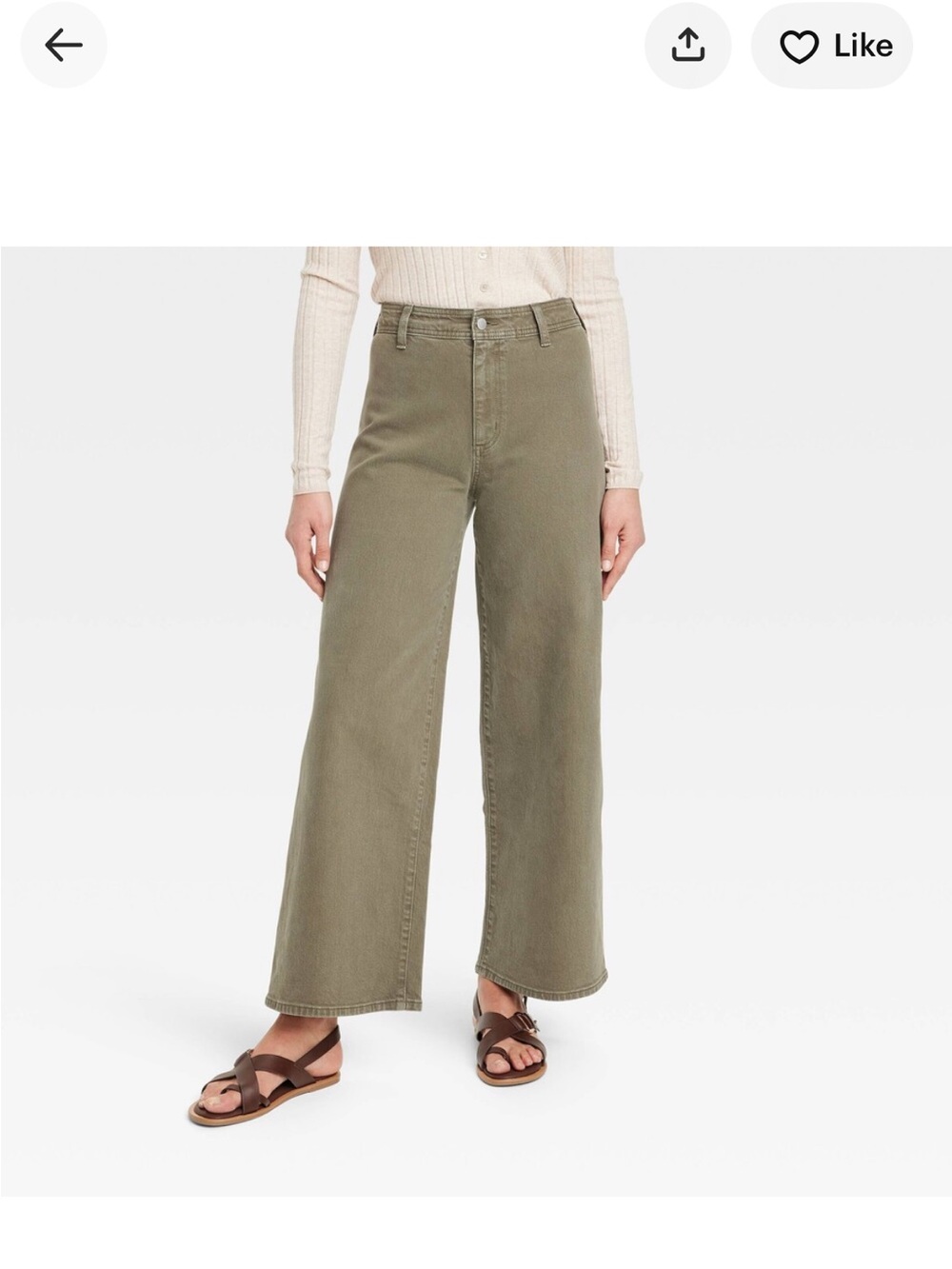 Universal Thread High-Rise Wide-Leg Jeans — Olive